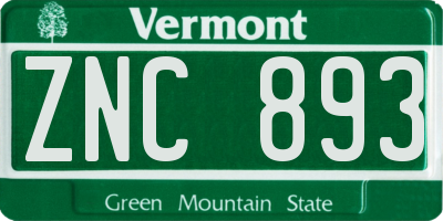 VT license plate ZNC893