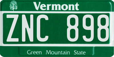 VT license plate ZNC898