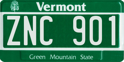 VT license plate ZNC901
