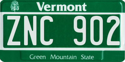 VT license plate ZNC902