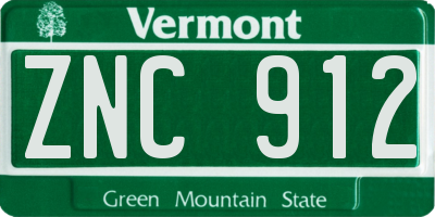 VT license plate ZNC912