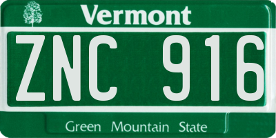VT license plate ZNC916