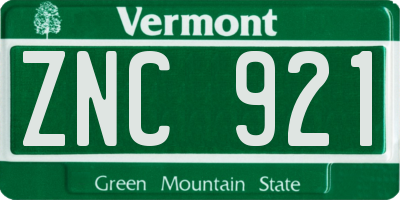 VT license plate ZNC921