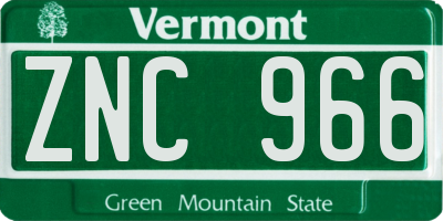 VT license plate ZNC966