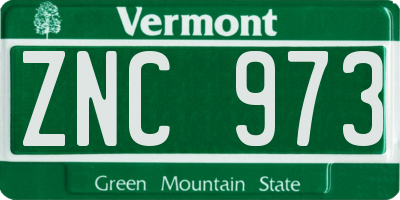 VT license plate ZNC973