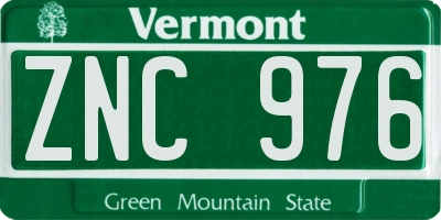VT license plate ZNC976