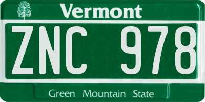 VT license plate ZNC978