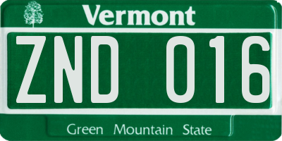 VT license plate ZND016