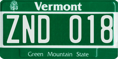 VT license plate ZND018