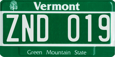 VT license plate ZND019
