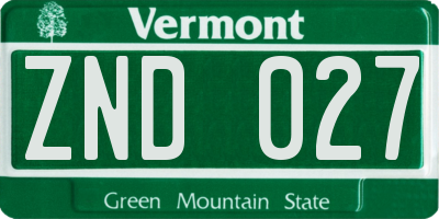 VT license plate ZND027