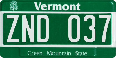 VT license plate ZND037