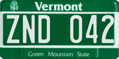 VT license plate ZND042
