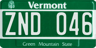 VT license plate ZND046