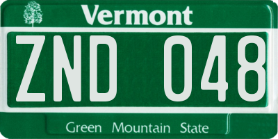 VT license plate ZND048