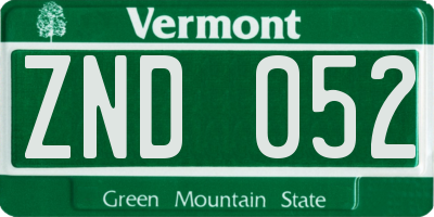 VT license plate ZND052