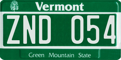VT license plate ZND054