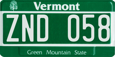 VT license plate ZND058