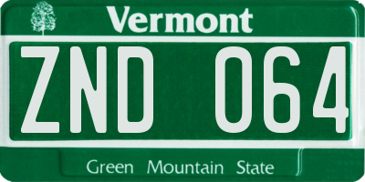 VT license plate ZND064