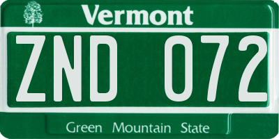VT license plate ZND072