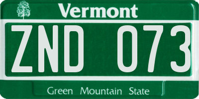 VT license plate ZND073