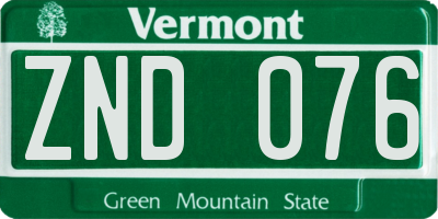 VT license plate ZND076