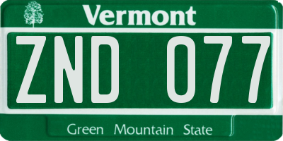 VT license plate ZND077