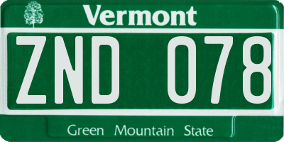 VT license plate ZND078