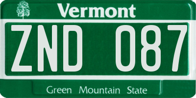 VT license plate ZND087