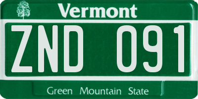 VT license plate ZND091