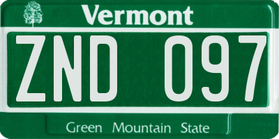 VT license plate ZND097