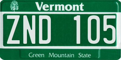 VT license plate ZND105