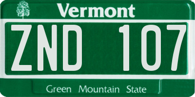 VT license plate ZND107