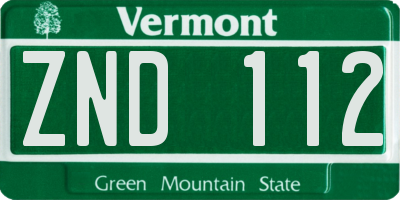 VT license plate ZND112