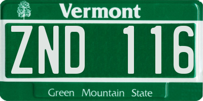VT license plate ZND116