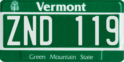 VT license plate ZND119