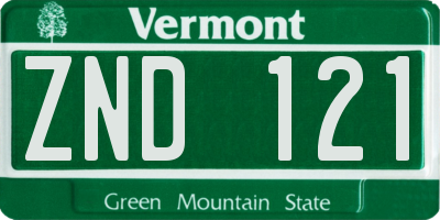 VT license plate ZND121