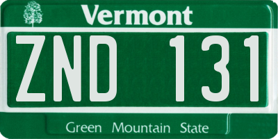 VT license plate ZND131