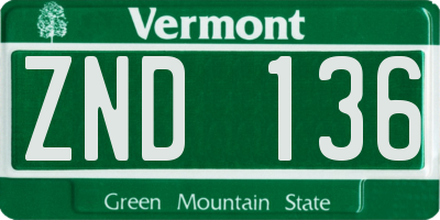 VT license plate ZND136