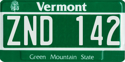 VT license plate ZND142