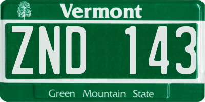 VT license plate ZND143