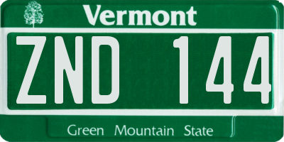VT license plate ZND144