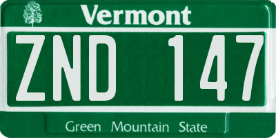 VT license plate ZND147