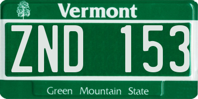 VT license plate ZND153