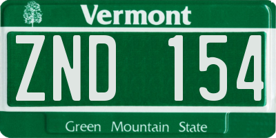 VT license plate ZND154