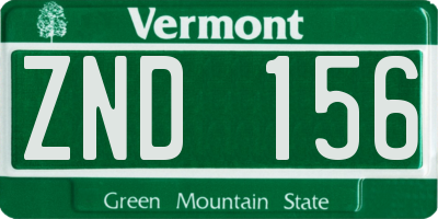 VT license plate ZND156