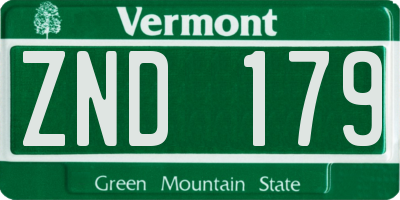 VT license plate ZND179
