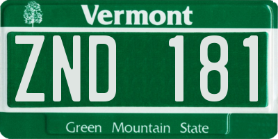 VT license plate ZND181