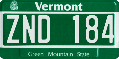 VT license plate ZND184