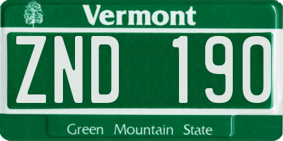 VT license plate ZND190